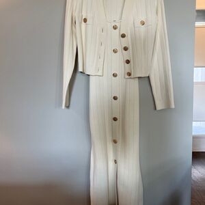 Adelyn Rae Cream Button-Down Dress Set